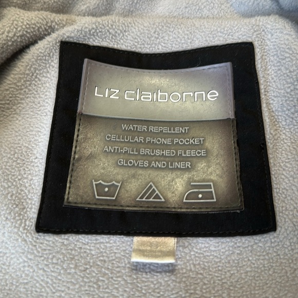 Liz Claiborne Quilted Black Jacket Womens Small Heavy Down Coat Water Resistant_ - Picture 5 of 10